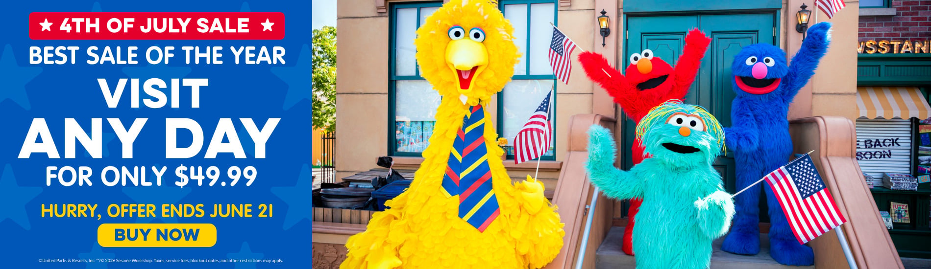 Sesame Place San Diego 4th of July Sale