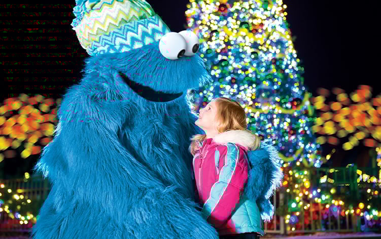 Cookie Monster during Christmas event